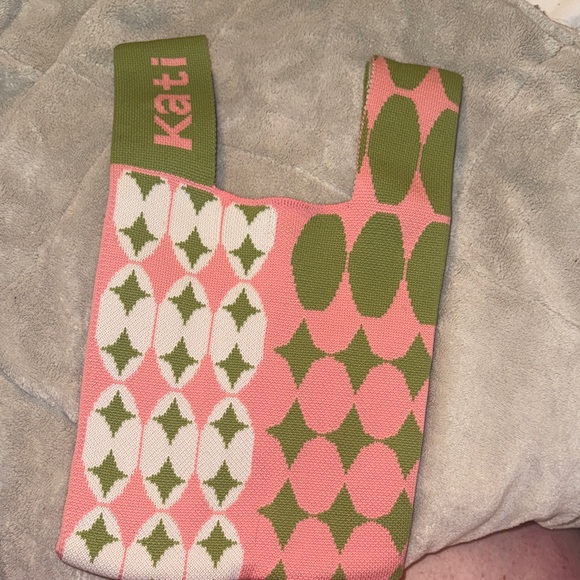 kati beauty Handbags - Pink and Green Geometric Tote Bag